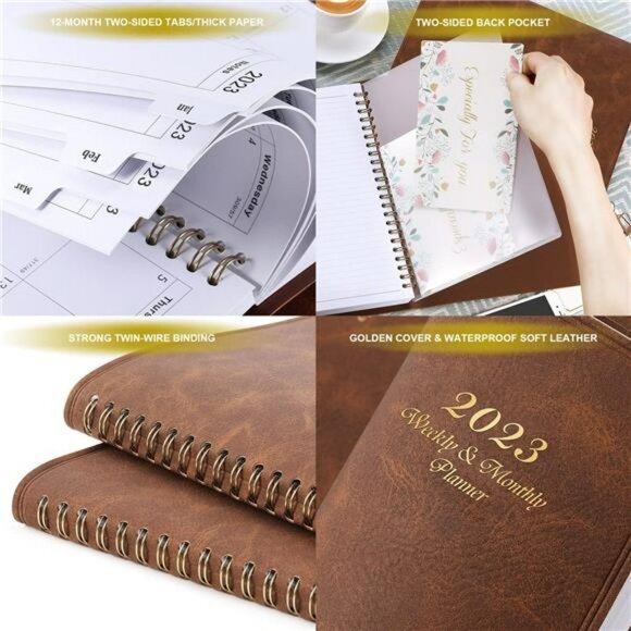 2023 Planner - Planner 2023, Weekly & Monthly Planner, 6.5" x 8.7" - Brown - Picture 7 of 7